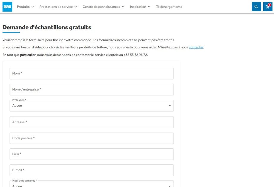 	
4. Complétez le formulaire pour recevoir les tuiles.
Un responsable vous contactera pour la livraison.